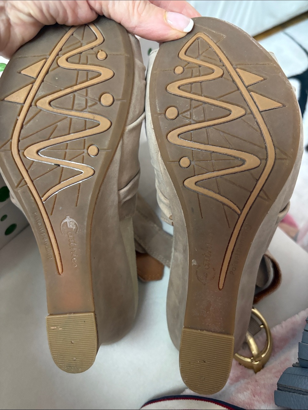 Earthies Taupe Ruched Open-Toe Heels - Picture 4 of 6